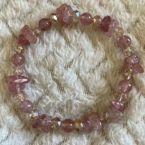 Handmade Elegant Pink Crystal Beaded Bracelet